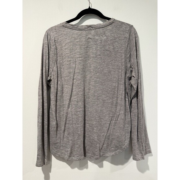 Splendid Top Womens Medium Grey Henley Cotton Stretch Y2K Layer Basic Minimalist - Picture 2 of 5